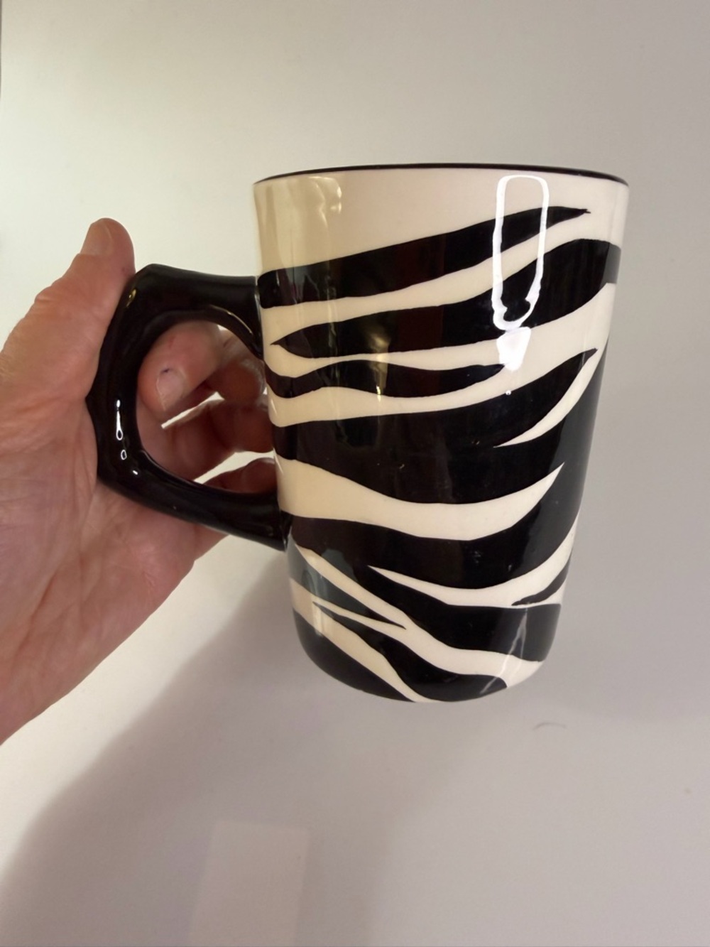 Green Mountain Coffee Black and White Zebra Stripe Ceramic Mug - Classic Pattern